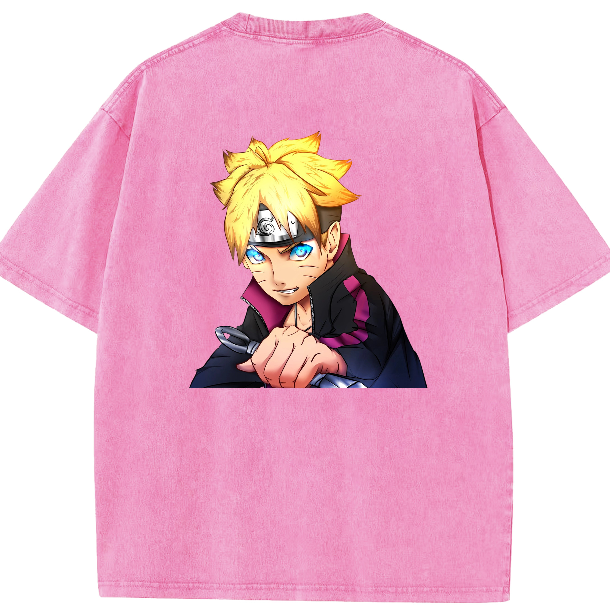 （画像用） NARUTO -ナルト- うずまき ボルト Uzumaki Boruto 綿100% ヴィンテージ風 半袖Tシャツ（背面プリント）